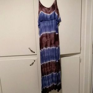 Blue and brown ombre layered sundress